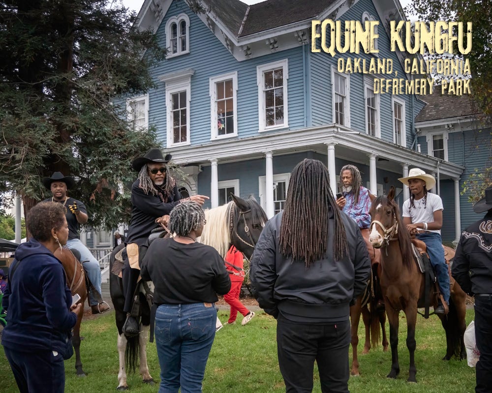 Equine Kungfu crew in front of the Defremery park location in Oakland